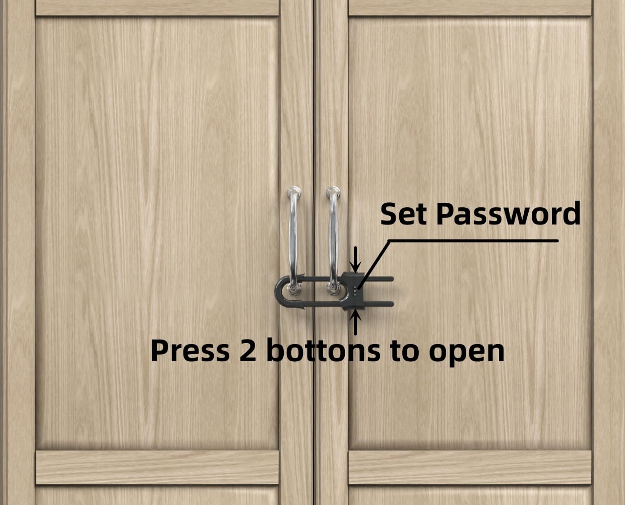 4 Pack Child Proof Sliding Cabinet Door Code Locks Baby Safety Cupboard Locks Adjustable U Shaped Cabinet Latches for Knob Handle Drawers Closet (4 PCS, Grey)