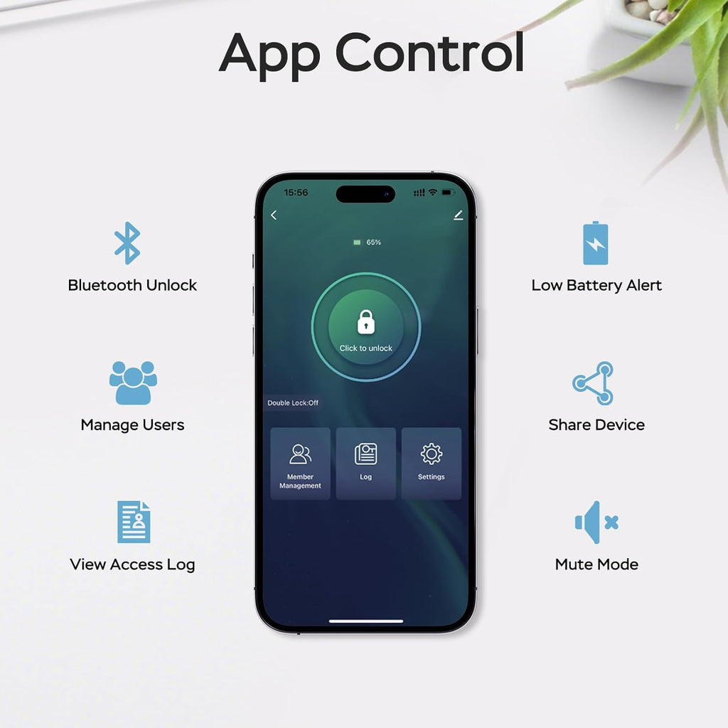 GeekTale Fingerprint Door Lock for Bedrooms, Fingerprint Door Knob with Lock, Smart Door Lock, App Control, Back-up Keys, Thumbprint Door Knob for Bedrooms, Office, Apartment