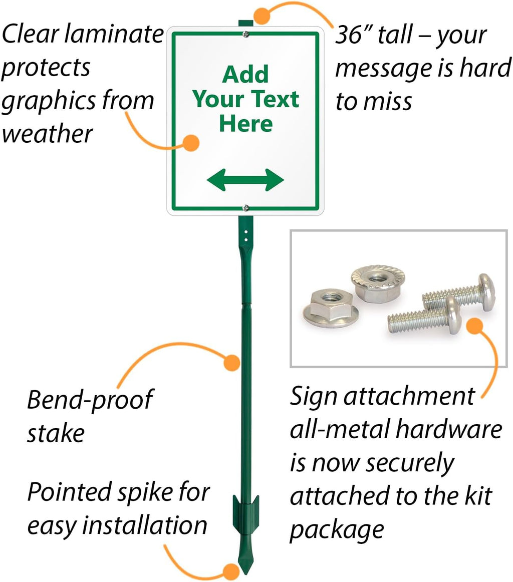 SmartSign 12 x 10 inch Custom Yard Sign with 3 foot Stake - Add Your Text & Choose Arrow, 40 mil Laminated Rustproof Aluminum, Set of 1, Made in USA
