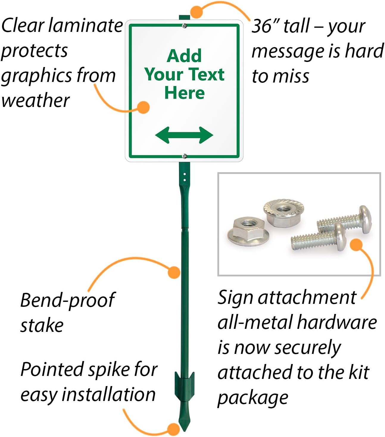 SmartSign 12 x 10 inch Custom Yard Sign with 3 foot Stake - Add Your Text & Choose Arrow, 40 mil Laminated Rustproof Aluminum, Set of 1, Made in USA