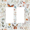 Decorative Outlet Covers Butterfly Floral Boho Multicolor Flower Leave 2 Gang Double GFCI Rocker Electrical Wall Panels Light Switch Cover Plate for Bed Room living Room Decor