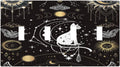 White Cat Tarot Moon Phases Moth Celestial Gothic Light Switch Covers Quad Toggle Electrical Faceplate 4 Gang Wall Plate Decorative Switch Plates Cover for Kids Room Bedroom Decor