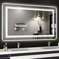 LED Bathroom Mirror, 40"x24" with Front and Backlit, Anti-Fog, Bathroom Vanity Mirror for Wall, Memory Function, Stepless Dimmable, Tempered Glass (Horizontal/Vertical)