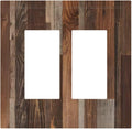 Vintage Brown Wooden Boards Print Wood Grain Decorative Outlet Covers 2 Gang Double GFCI Rocker Electrical Wall Panels Light Switch Cover Plate for Farmhouse Home Decor