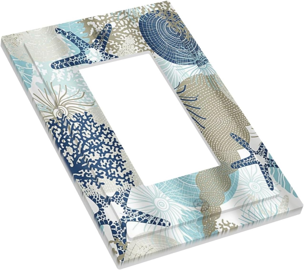 Decorative Outlet Covers Blue Starfish Brown Coral Ocean 1 Gang Rocker Light Switch Cover Plate Single Wall Plates for Electrical Outlets Switch Plate Covers Faceplate for Girlroom Home Decor