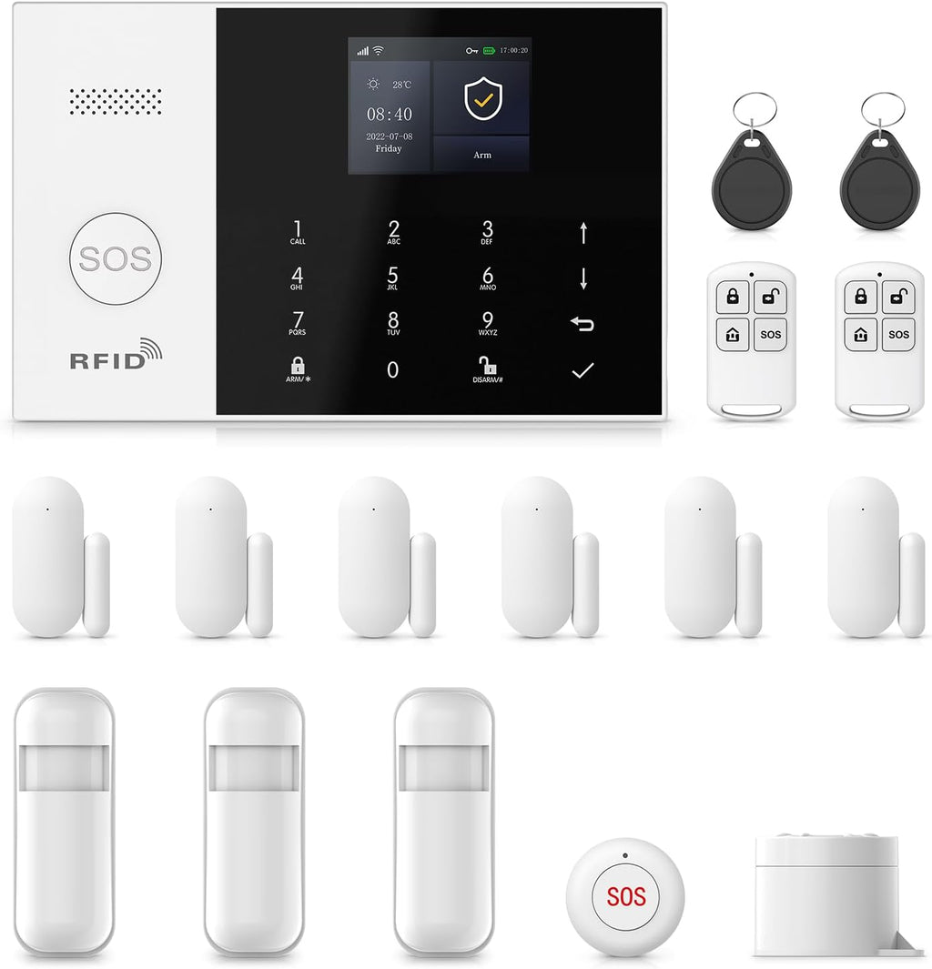Security Systems for House,Door/Window Alarm System for Phone App & Remote Control,WiFi+GSM/4G with Instant App Alerts DIY Kit Smart Life Tuya APP Compatible with Alexa NO Monthly Fees