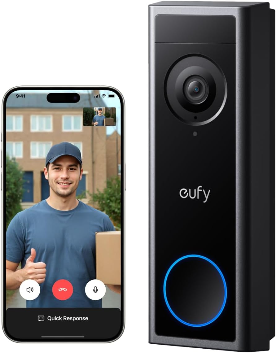eufy Security Video Doorbell Camera C30, Battery Powered,2K FHD,165° Ultra-Wide View,Easy Installation, Live Video Call, AI Human Detection for People and Packages,HomeBase 3 Compatible,No Monthly Fee