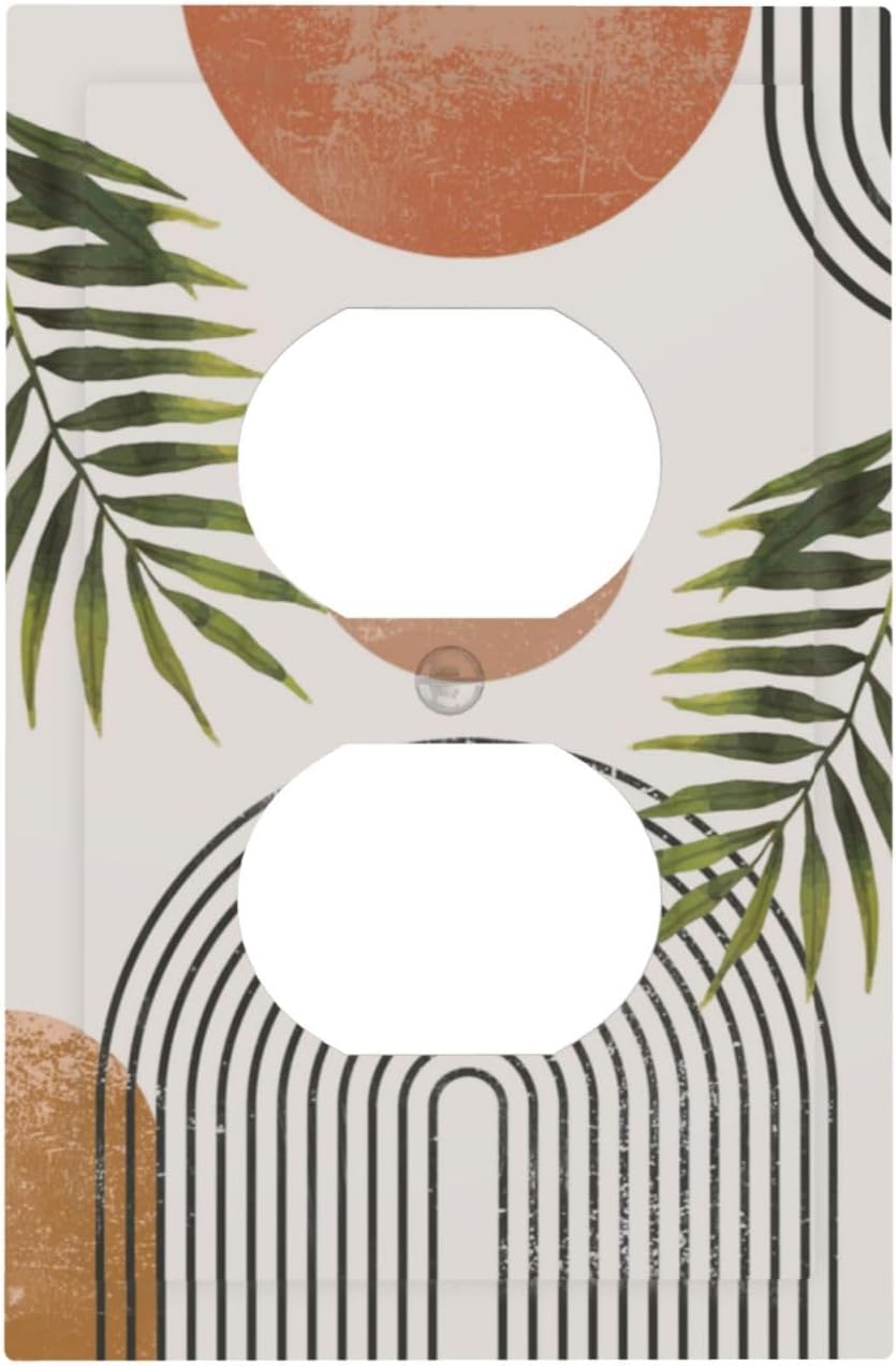 Beautiful Boho Mid Century Large Archs Sun Leaves Plants Outlet Covers 1 Gang Duplex Light Switch Cover Decorative Switch Plates Electrical Receptacle Faceplate Wall Plate for Bedroom Living Room Home