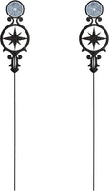 Touch of Class Pathways Reflective Driveway Marker Stake Set of Two for Outdoor Use | Compass Star Emblem Design | Personalized Tall Reflector Set of 2 | Black Durable Finish