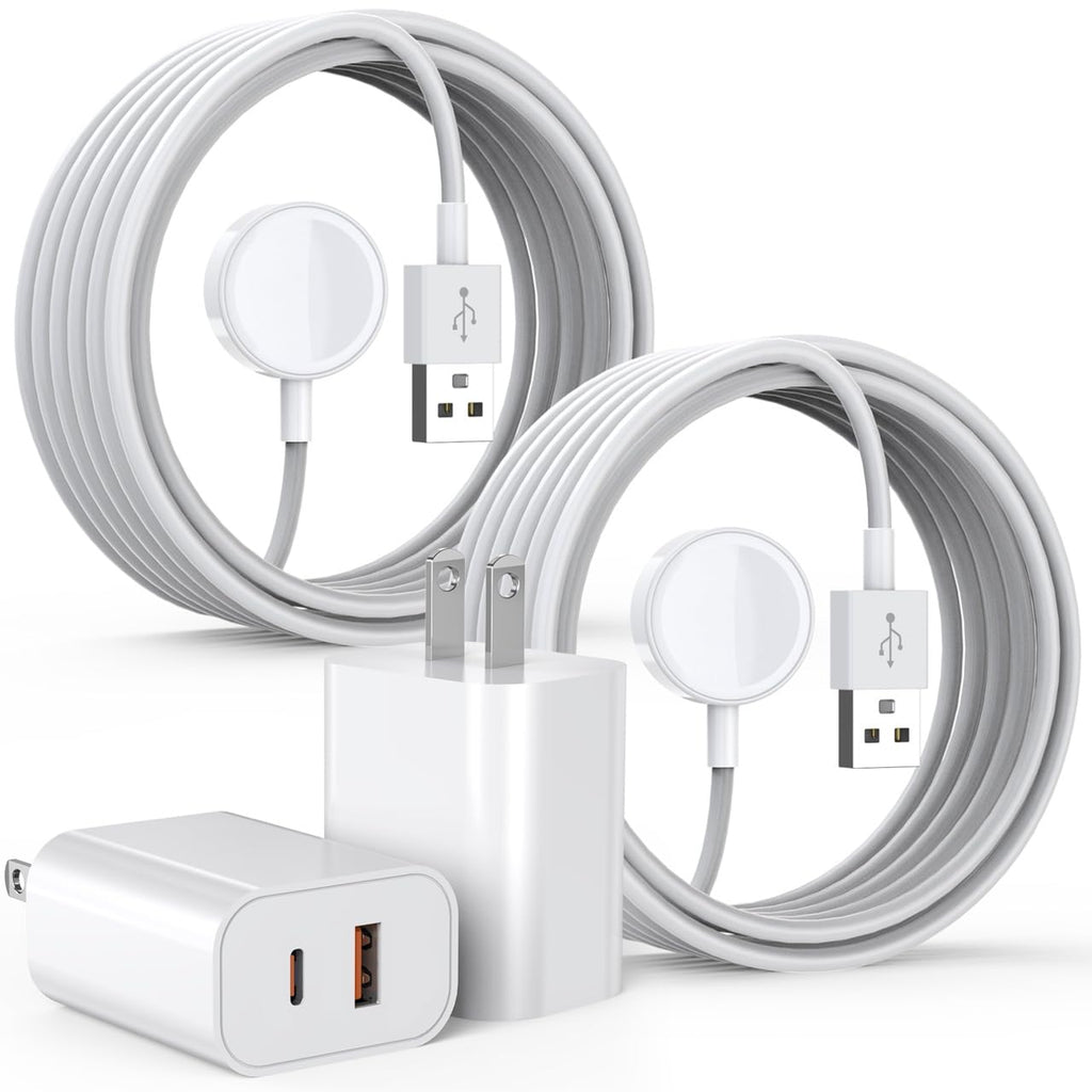 Fast Charger for Apple Watch,2 Pack USBC & A PD Wall Charger Adapter with 10FT Long USBA Magnetic Apple Watch Fast Charging Cable Portable Compatible with iWatch Series 10/9/8/7/SE/SE2/5/4/3/2/1/Ultra