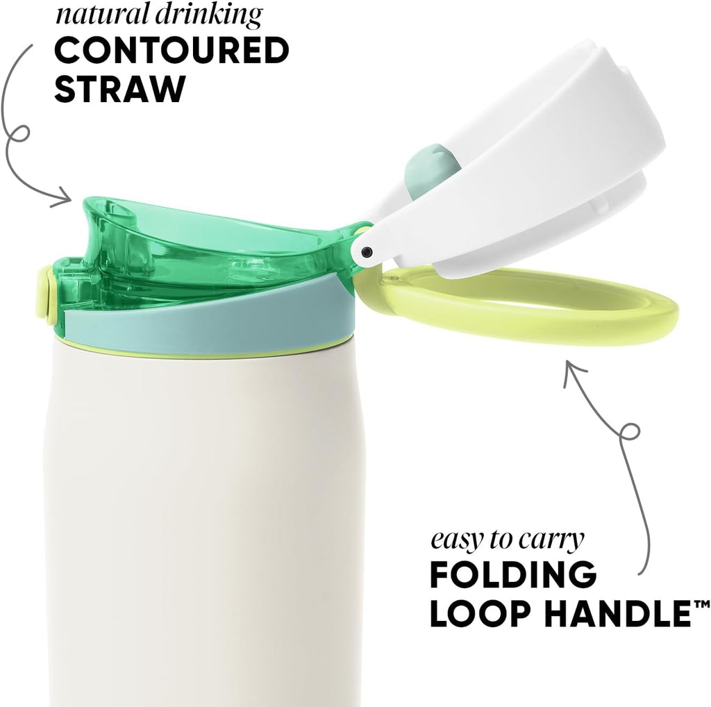Simple Modern Mesa Loop Water Bottle with Covered Straw and Handle | 30oz Cup Holder Friendly Insulated Stainless Steel Bottles for Travel, Sports and School | Coconut