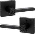 Kwikset Halifax Entry Door Handle with Lock and Key, Secure Keyed Reversible Lever Exterior, For Front Entrance and Bedrooms, Matte Black, Pick Resistant Smartkey Rekey Security and Microban