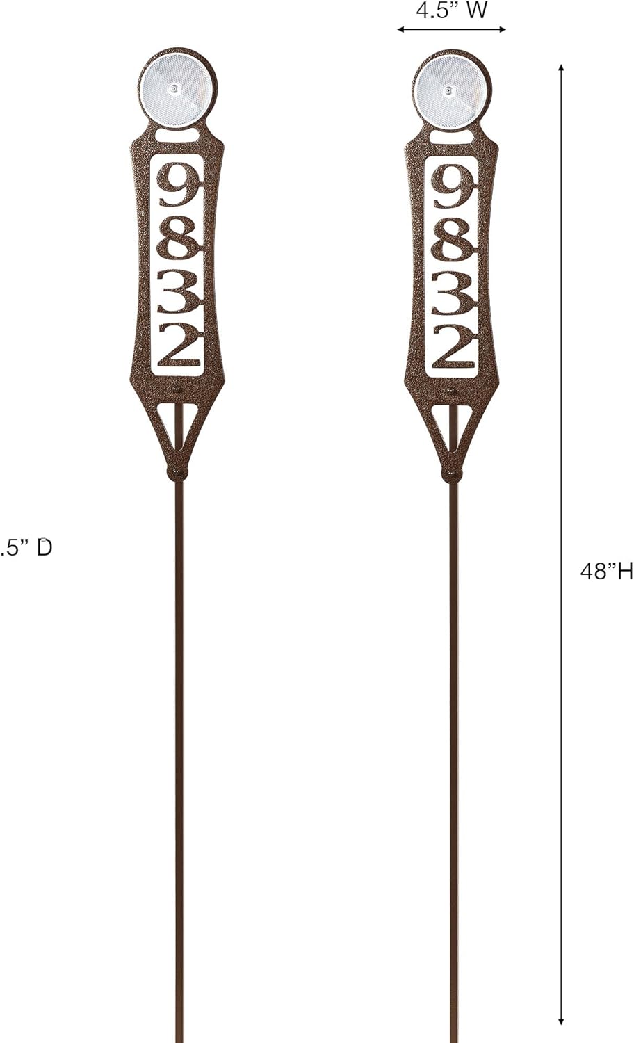 Pathways Vertical Custom Reflective Driveway Marker Set of Two | Personalize with 1-5 House Numbers or Last Name | Weathered Bronze Finish for Outdoors Year-Round | Address Reflector Stake Set