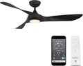 WAC Lighting Swirl 3-Blade Aluminum Smart Ceiling Fan in Matte Black