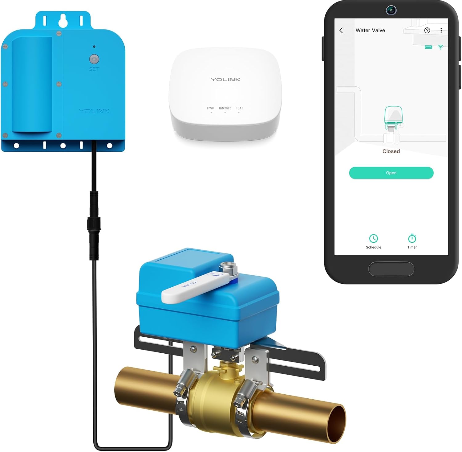 YoLink X3 Version Smart Water Valve Controller, with Valve Operator, Easy No-Plumber DIY Installation, Remote Control, Compatible with Alexa/Google Assistant, IFTTT - YoLink Hub Included
