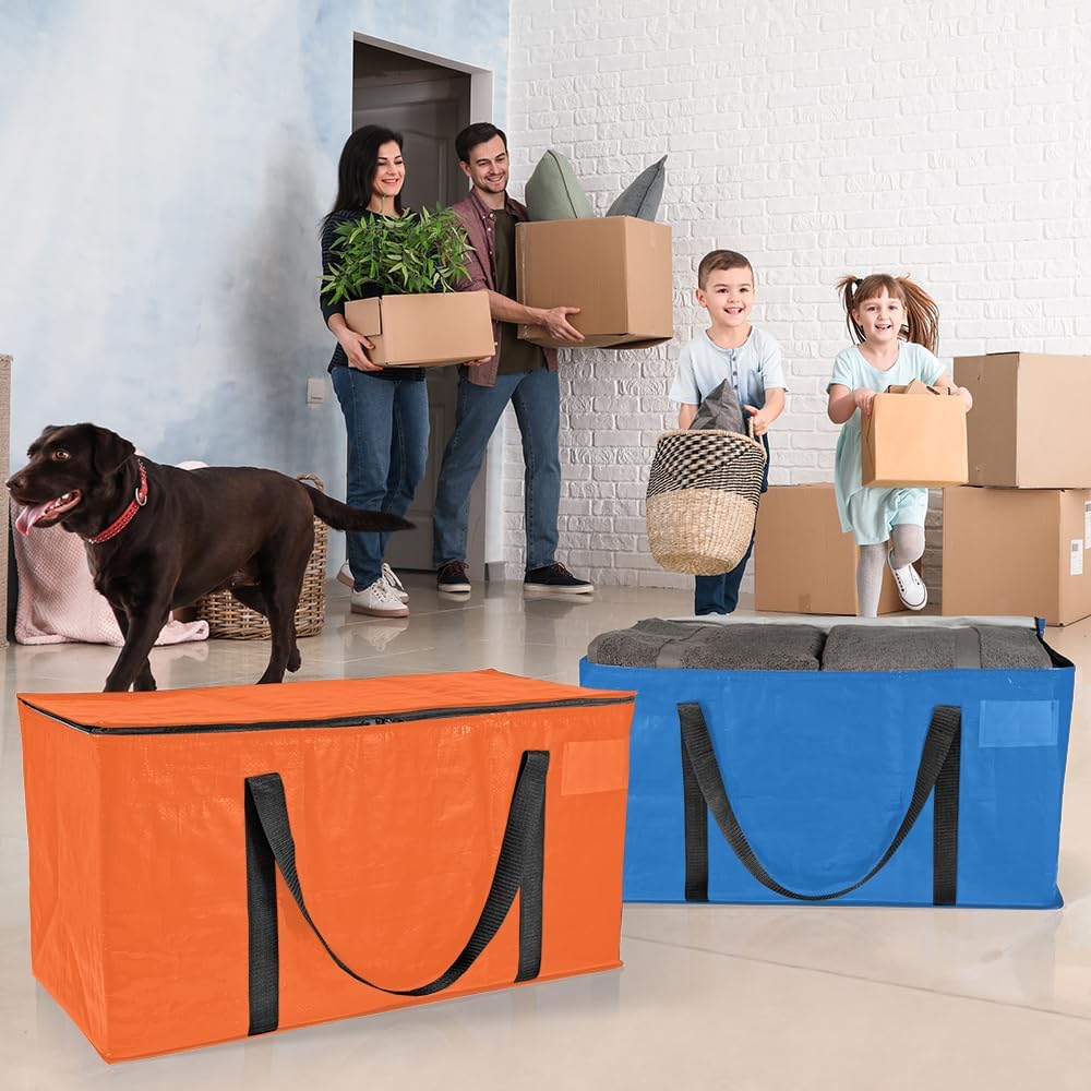 ClearSpace Heavy Duty Moving Bags or Storage Bags – Storage Bins with Lids, Large Moving Boxes with Backpack Straps & Zippers,– Packing Box & Moving Supplies for College Dorm, 8 Pack