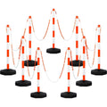 Amylove 9 Packs Traffic Delineator Post Cone with Base, Traffic Cones Safety Cones Caution Cones Plastic Stanchion Chain Safety Barriers with 6.6 Feet Link Chain and S Hooks for Parking Lot (Orange)