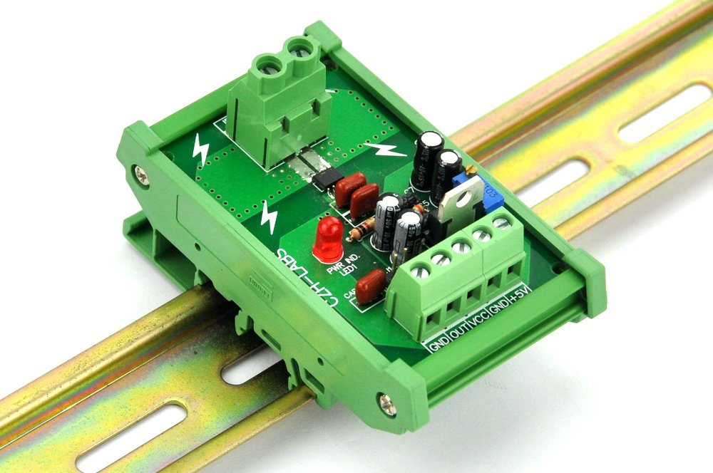 Electronics-Salon DIN Rail Mount AC/DC Current Sensor Module, Based on ACS712 (+/-20Amp)