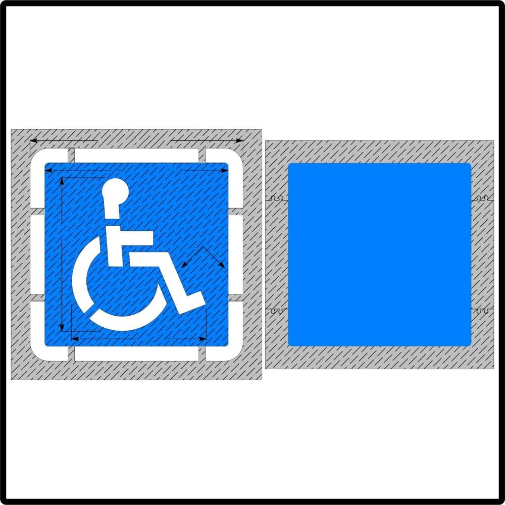 Large Federal Handicap Parking Stencil with Border & Background | Part#: 10001954 | 57" W x 57" H | Flexible and Durable 1/8" PolyTough Lifetime | Made in USA