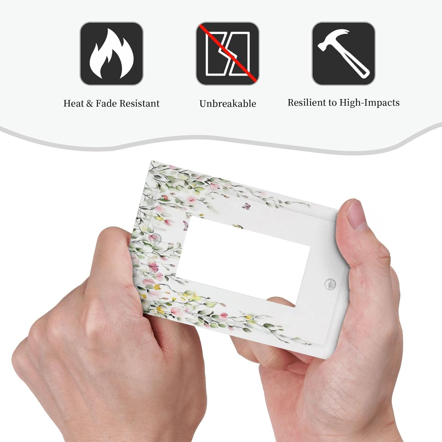 Watercolor Flowers Vine Colorful Butterfly Floral Decorative Outlet Covers 1 Gang Single Rocker Light Switch Cover Plate Wall Plates Gfci Faceplate For Bed Room Living Room Decor