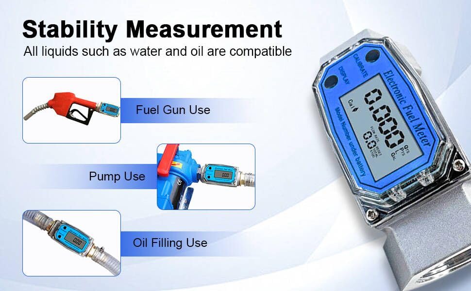 3 inch Turbine Flow Meter,Fuel Flow Meter with LCD Display,Flow Meter ±1% Accuracy for Measure Diesel Kerosene and Water Flows