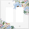 Decorative Outlet Covers Retro Morris Strawberry Rustic Plant Bird 2 Gang Wall Plate Double Rocker Two Switch Wall Cover Plate Jumbo Dual GFCI Faceplate for Bedroom Decor