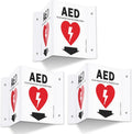 Faittoo AED Sign, AED with Down Arrow - 3 Pack 6 x 8 Inches V-Shaped Acrylic Plastic, 4 Pre-Drilled Holes, Includes Matching Screws, Use for Home Office/Business