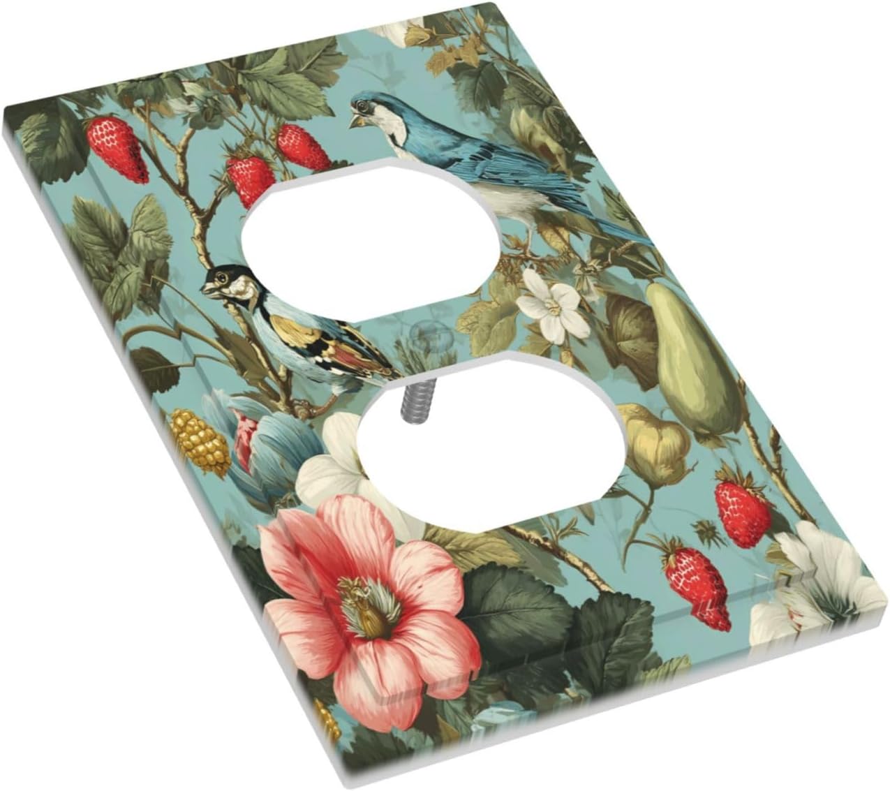 William Morris Flower Duplex Outlet Wall Plate Cover Decorative Light Switch Covers Electrical Faceplate Switch Plates for Bathroom Kitchen Home