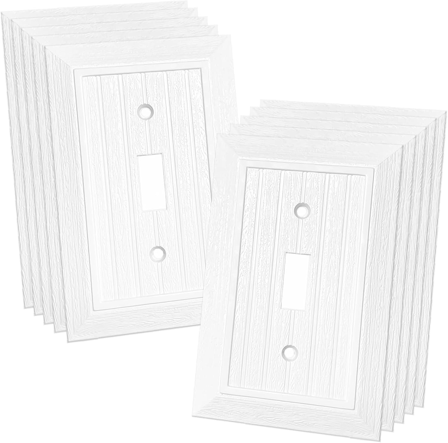 Modern Decorative Wall Plate Retro Wood Grain design Switch Cover Outlet Cover for Light Switch, Smart Switch, Dimmer, GFCI, USB Outlet (10 Pack, Single Toggle)