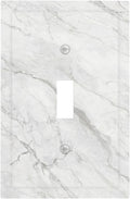 Decorative Light Switch Cover Marble Granite White And Grey 1 Gang Single Toggle Decorator Outlet Wall Plate Device Electrical Faceplate Switchplates for Home Bedroom Decor