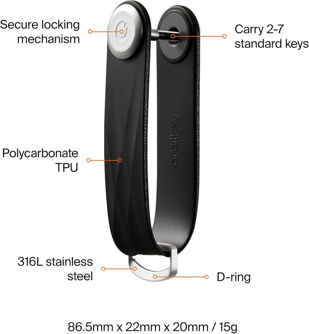 Orbitkey New Active Key Organizer Lite w/updated D-Ring | Weather Resistant, Stainless Steel Locking Mechanism
