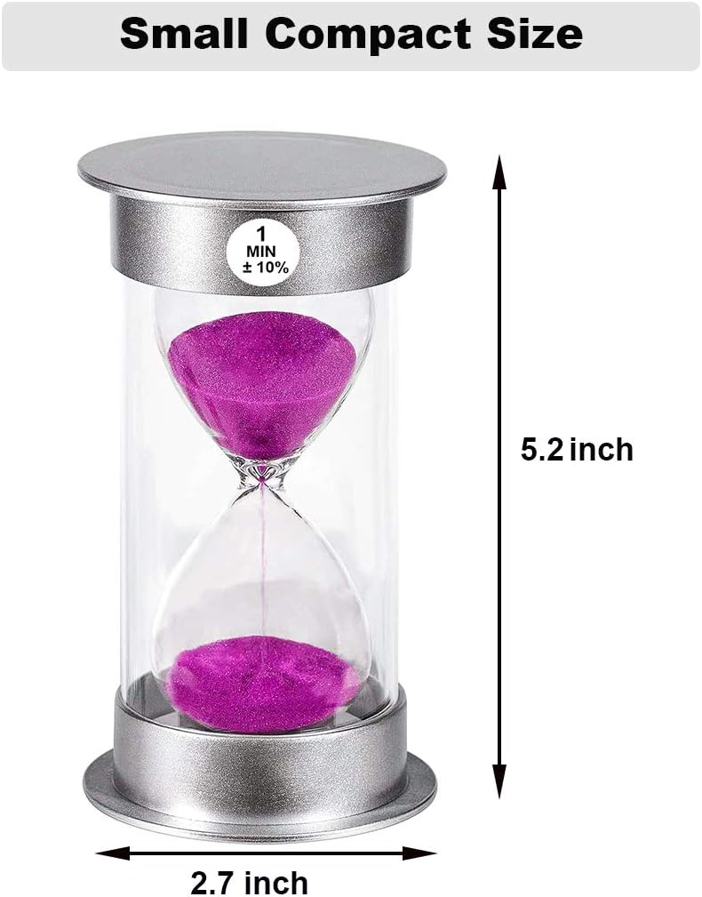 SuLiao Sand Timer, 1 Min Hourglass - Large Purple Sand Clock - Unbreakable Plastic for Kids, Games, Classroom, Kitchen, Decoration