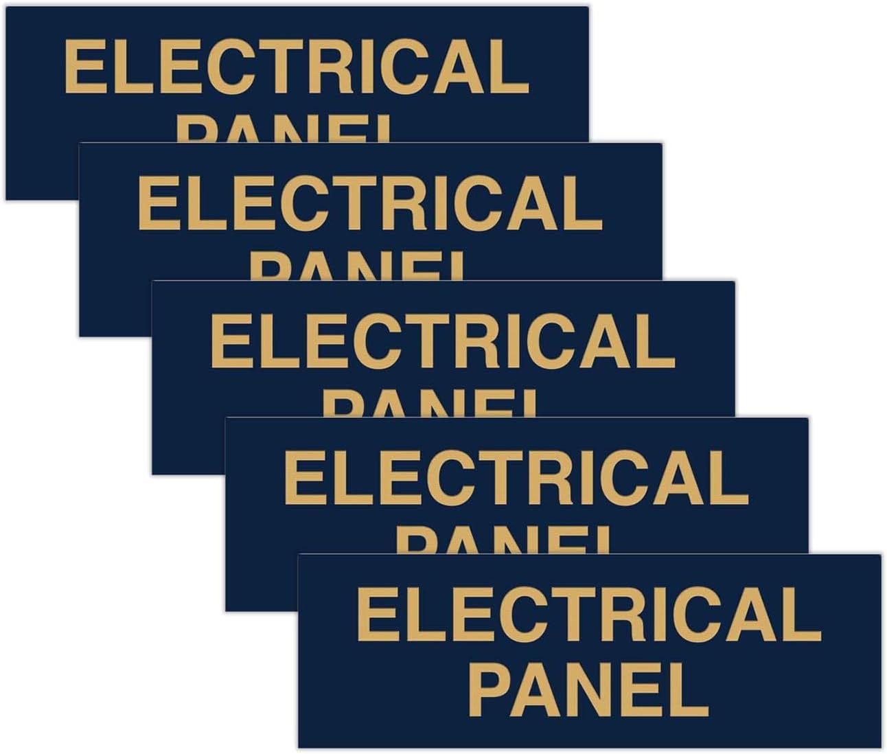 All Quality Basic Electrical Panel Sign - Fire Regulation Safety Compliance Sign - Blue/Gold - Large (5 Pack)