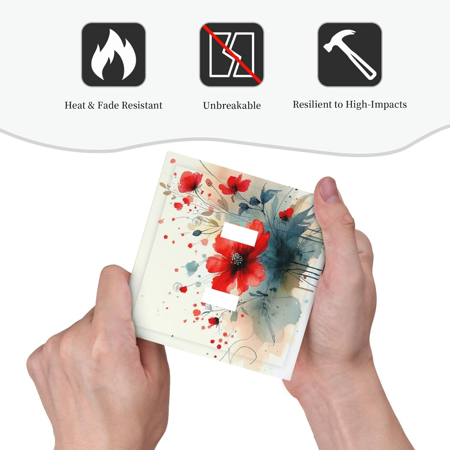 Vintage Floral Red Watercolor Modern Decorative Switch Plates 2 Gang Double Toggle Outlet Light Switch Cover Wall Plate Electrical Faceplate for Bedroom Bathroom Decor