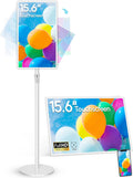 15.6" Digital Signage with 10000mAh Battery, Capacitive Touchscreen Advertising Display, Adjustable Stand, Android 11 Commercial LCD Monitor with Auto Play, Wireless Screen Mirroring, 8+128GB, White