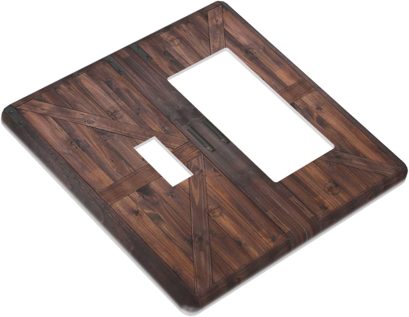 Decorative Outlet Covers Vintage Brown Farmhouse Barn Door 2 Gang Light Switch Cover Plate Single Toggle 1 Rocker Wall Plates for Electrical Outlets Switch Plate Covers for Bedroom Home Decor