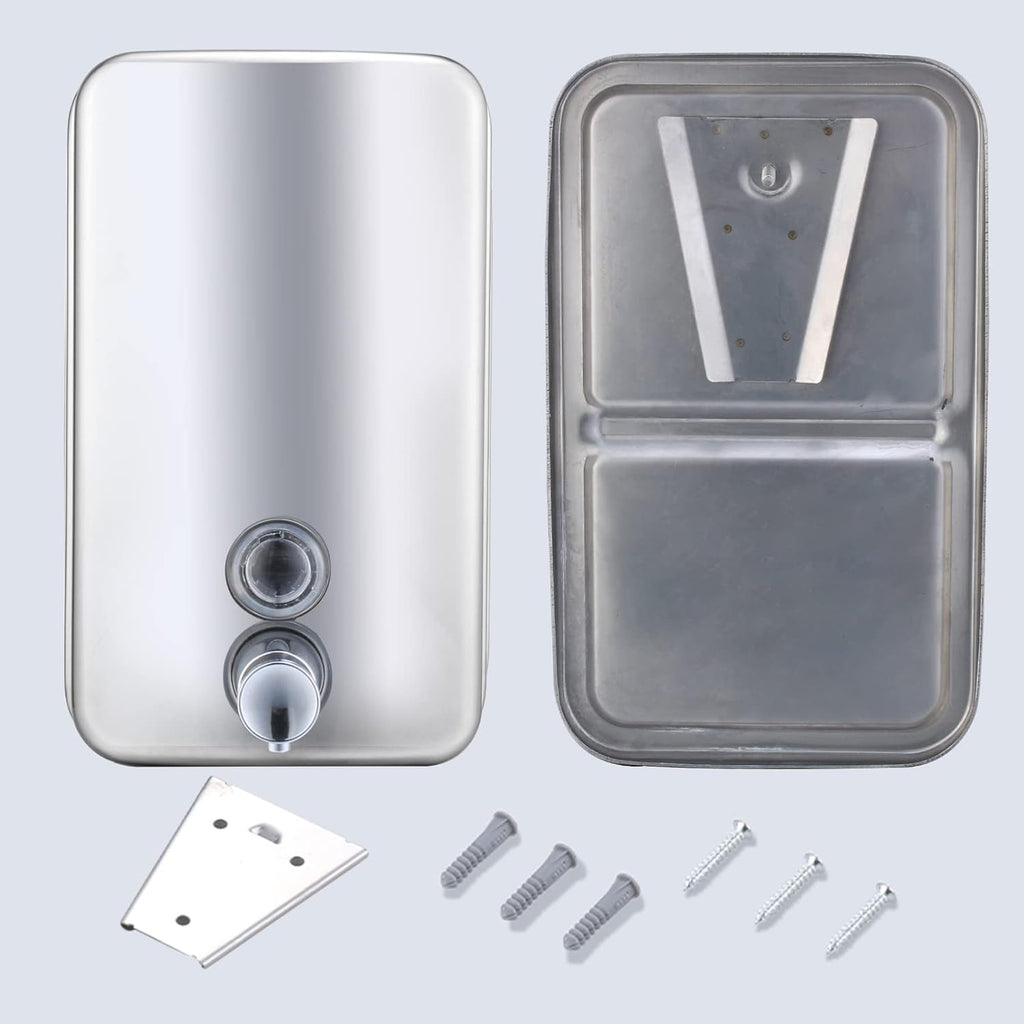 Commercial Soap Dispenser Wall Mount Stainless Steel Manual Liquid Pump Rust-Proof Leak Free for Bathroom (34 fl.oz./1000ml)