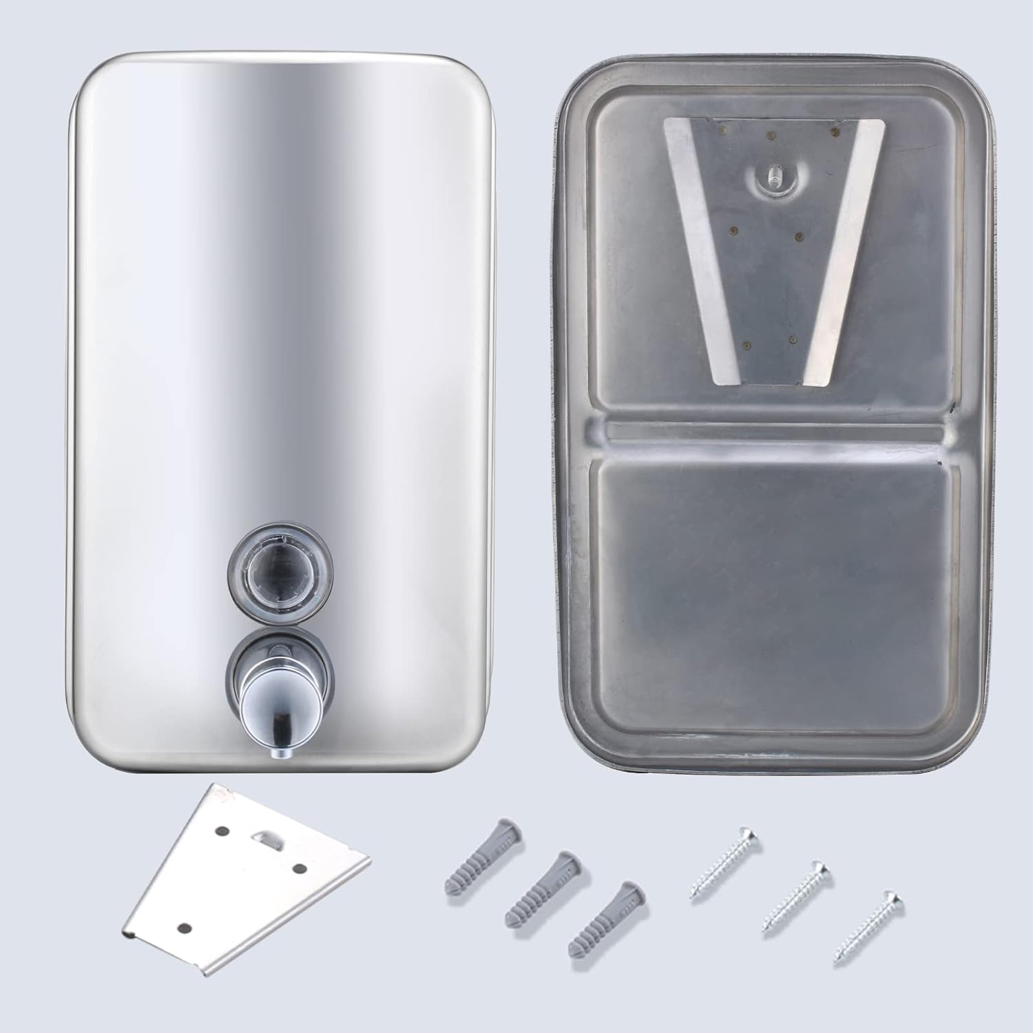 Commercial Soap Dispenser Wall Mount Stainless Steel Manual Liquid Pump Rust-Proof Leak Free for Bathroom (34 fl.oz./1000ml)