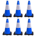 6 Pack 18 Inch Blue Traffic Cones with Reflective Stripes, Black Base Safety Cones for Parking Lots, Sports Events and Property Marking (6, Blue, 18 Inch)