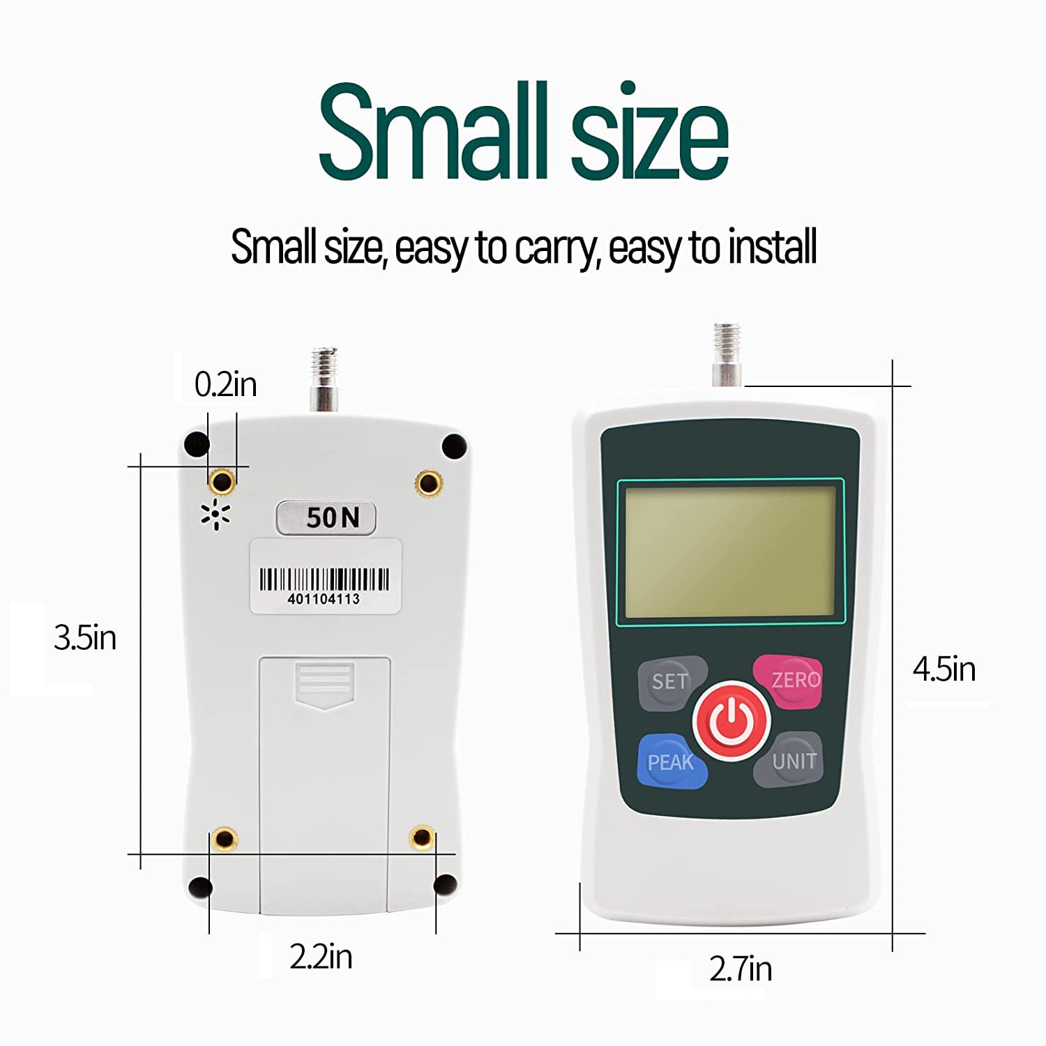 50N Digital Force Gauge Push and Pull Tester Meter with 4 Measurement Units N Kg Lb Oz, Automatic Backlight, Buzzer Alarm Function,1% Accuracy
