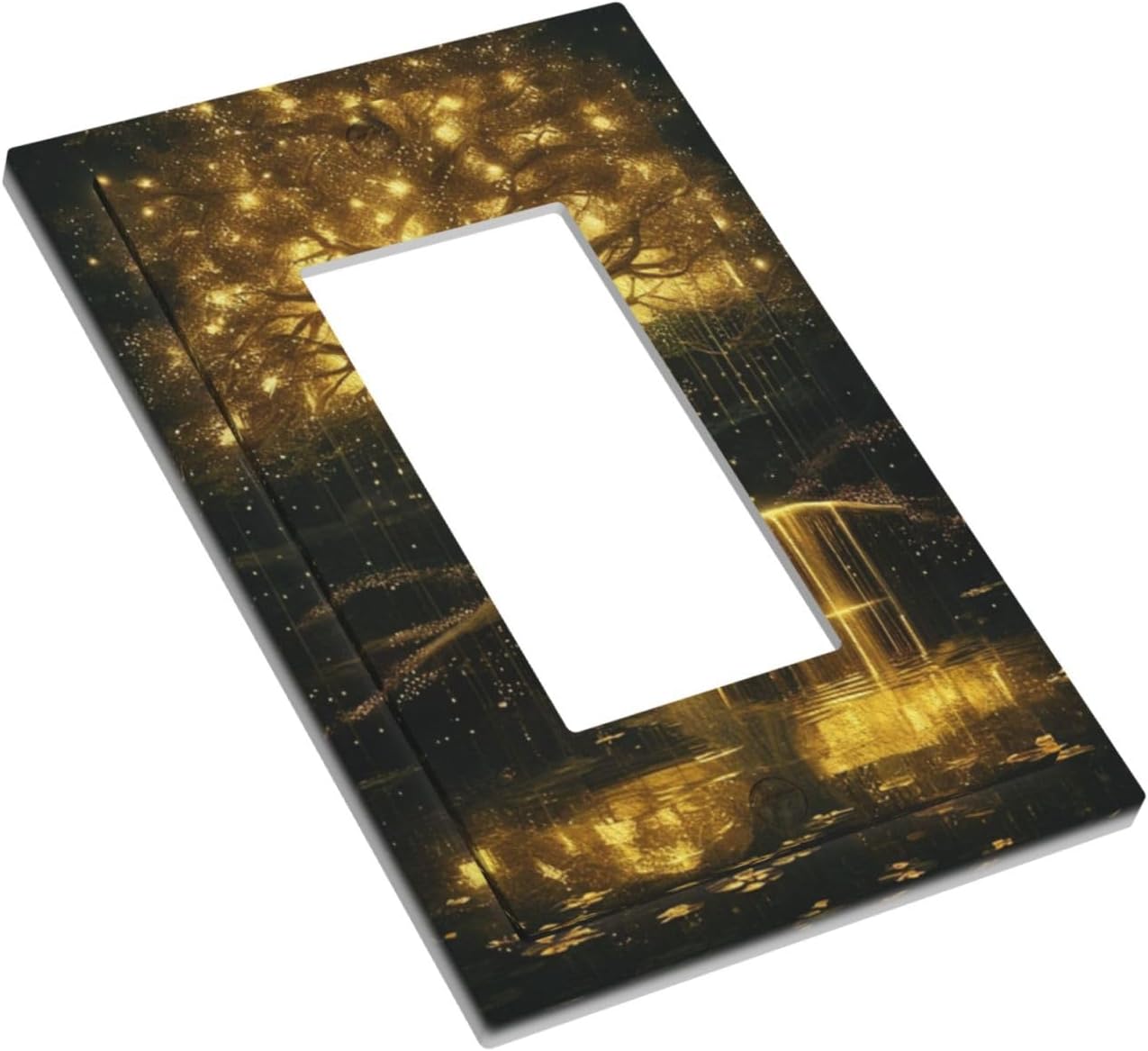 Decorative Outlet Covers Golden Shining Fantasy Kabbalah Tree of Life 1 Gang Rocker Light Switch Cover Plate Single Decora Light Switch Covers Wall Plate Faceplate for Bedroom Home Decor