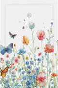 Decorative Light Switch Cover Plate Rustic Wildflower Blue Pink Floral Butterfly 1 Gang No Device Single Blank Outlet Covers Wall Plates for Electrical Outlets Faceplate for Bedroom Home Decor