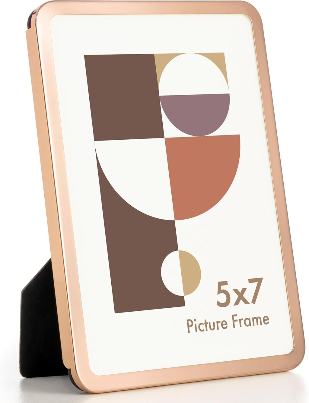 Axeman 5x7 Picture Frame-Metal Rounded Corner Frame 5x7, 5''x7''Photo Frame with Tempered Glass,Tabletop and Wall Display, One-Piece 5 By 7 Metal Picture Frame for images, Rose Gold