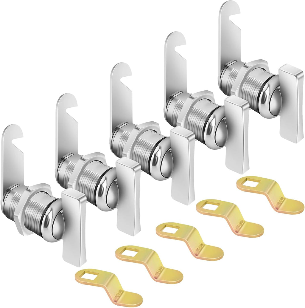 Cabinet Cam Locks 1-1/8” Thumb Operated, 5PCS RV Locks for Storage Door, Compartment Door, Keyless Non-Locking Replacements Locks Fits on Camper, Vehicles, Files Drawers (1-1/8 Inch 5Pcs)