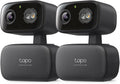 Tapo 2K 3MP Pan/Tilt Indoor/Outdoor Security Camera, Free Person/Baby Cry Detect & Track, 360° View, Night Vision, SD/Cloud Storage, Works w/Alexa & Google Assistant, HybridCam 360, Black (2-Pack)