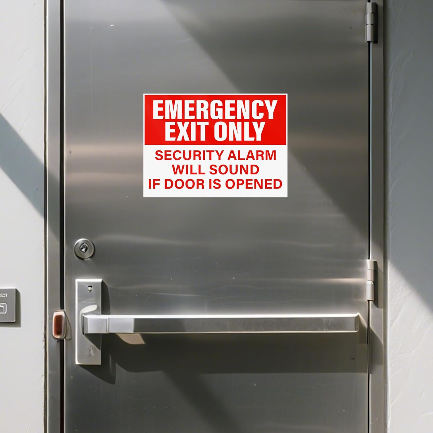 10 Pack Emergency Exit Only Security Alarm Will Sound If Door Is Opened Stickers 10 × 7 Inches Vinyl Self Adhesive Waterproof Safety Signs for Workplace Warehouse Office