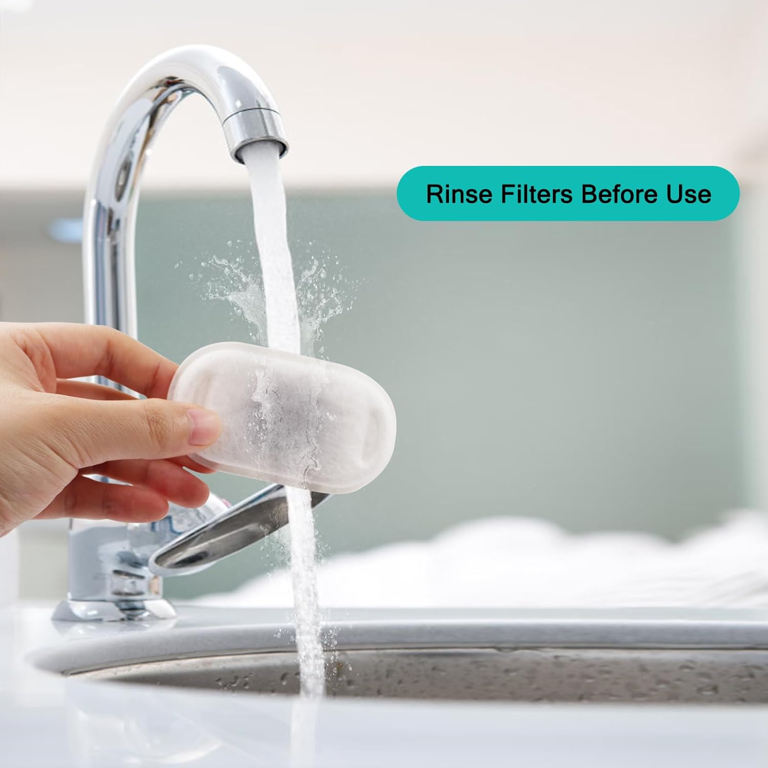 Cat Water Fountain Filters for Stainless Steel 67oz/2L Adjustable Water Flow Pet Fountain, 20 Pack Pet Replacement Filters with 20 Sponges