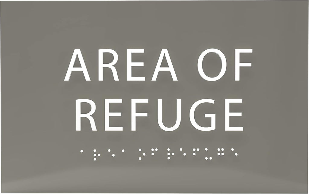 6" X4" Area of Refuge Sign - ADA Compliant Tactile Graphics Grade 2 Braille Text | Wall Mount Plastic Signs for Shopping Malls, Offices, Hotels, Schools, Apartments & Restaurants