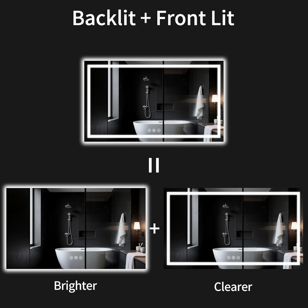 LED Bathroom Mirrors 32"x72" Bathroom Mirror with Lights for Wall, Backlit + Front Lit, 3 Colors, Anti-Fog, Dimmable Brightness for Vanity,Bathroom, Entryway, Living Room