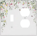 Watercolor Flowers Vine Colorful Butterfly Floral Wallplates 1 Toggle 1 Duplex Switch Plate Electrical Gfci Faceplate Decorative Light Switch Covers For Bed Room Living Room Decor